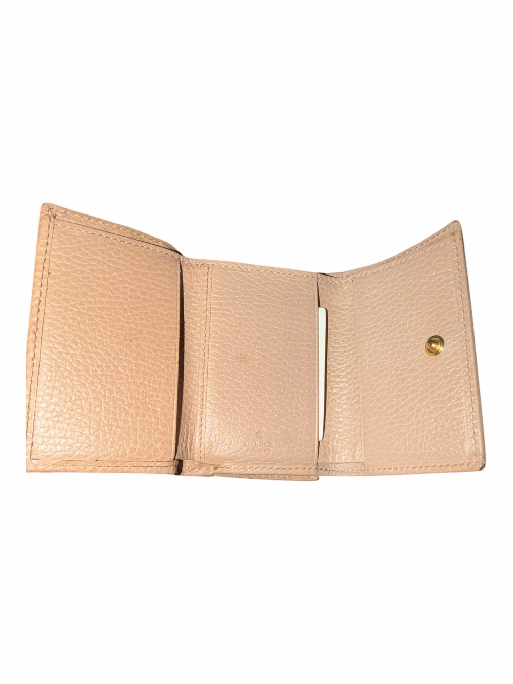 Gucci Nude Beige Textured Leather Petite GG Marmont Trifold Mini Wallet Italy - Picture 3 of 5